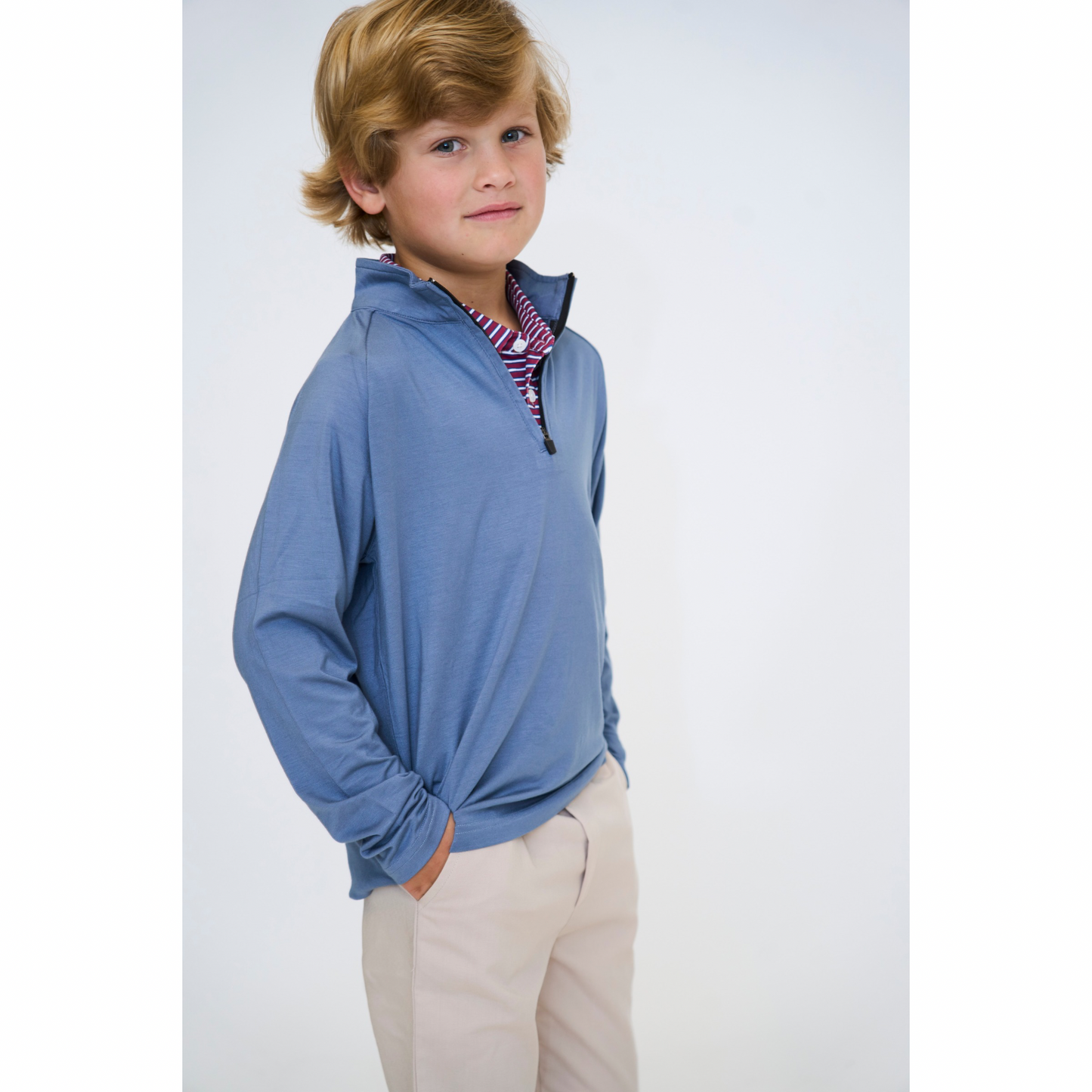 Slate Blue Crew Quarter Zip